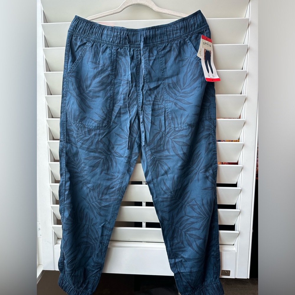 Medium Blue w/Black Floral print pants by Orvis